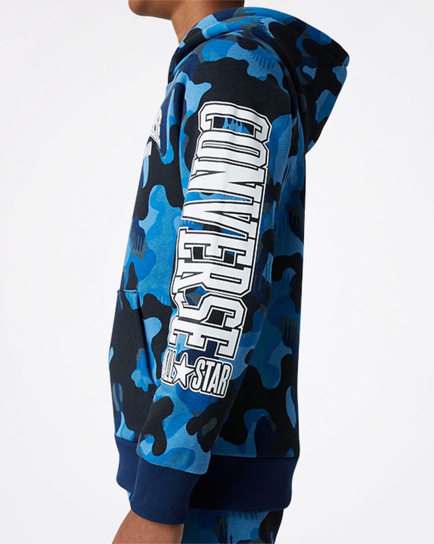 Sudadera Con Capucha Converse Camo Pullover Niño Azul Marino | PE EL5PW4